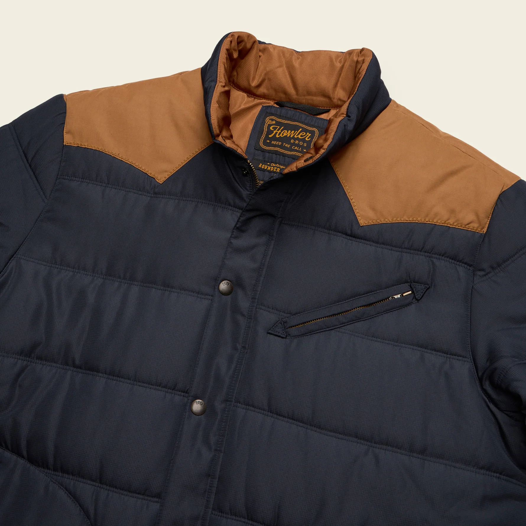 Rounder Quilted Jacket - Blue Dark / Duck Brown - Image 3