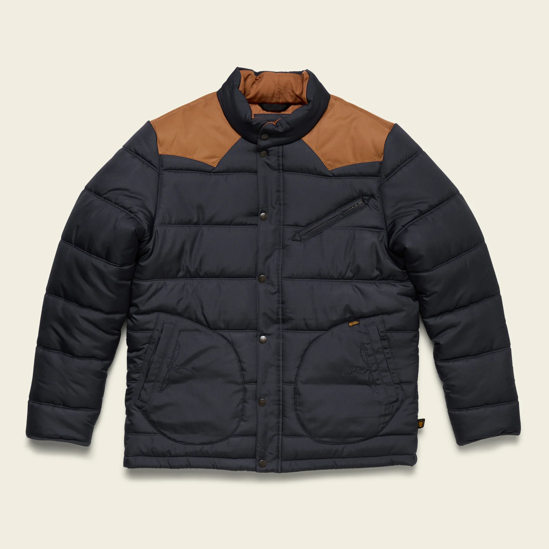 Rounder Quilted Jacket - Blue Dark / Duck Brown - Image 9