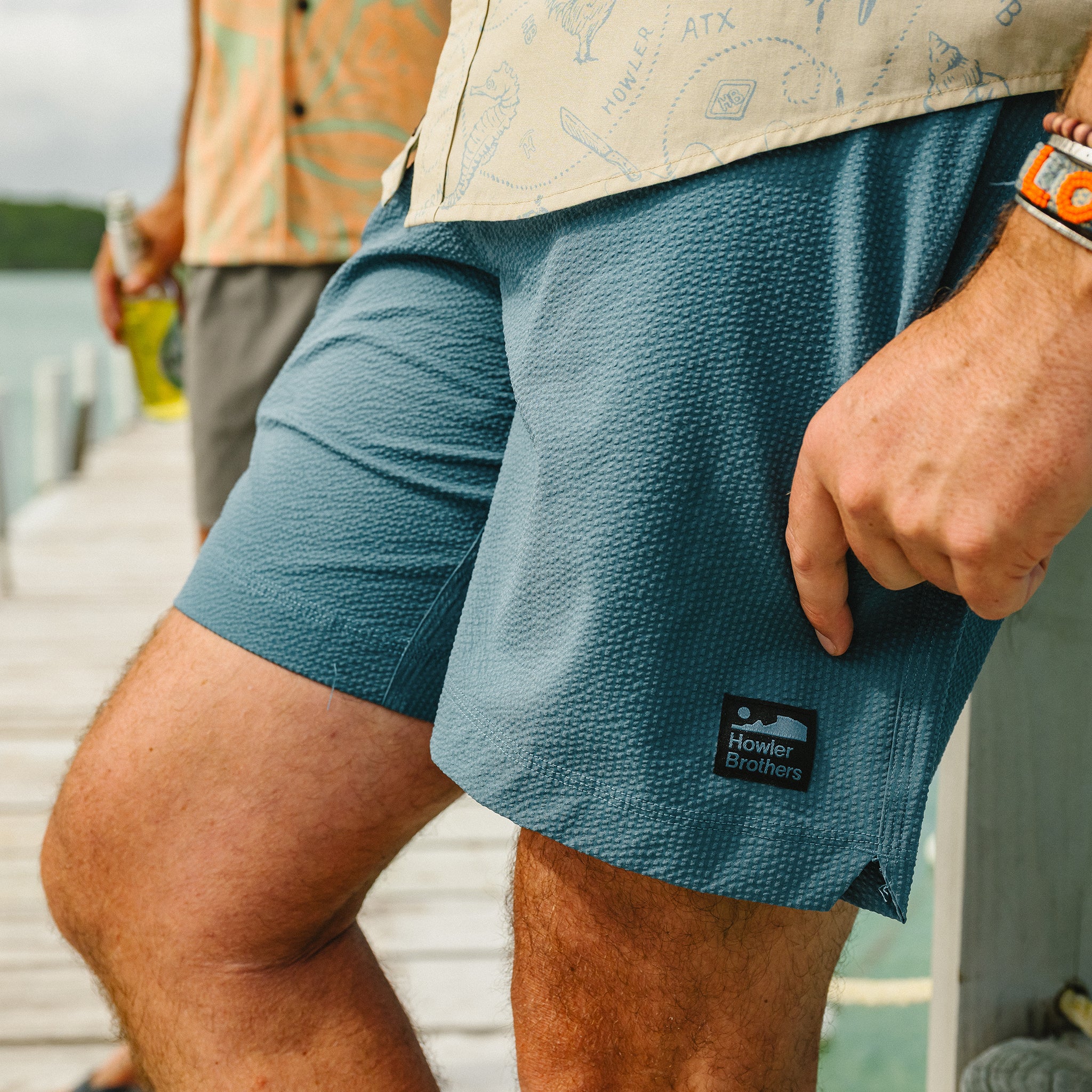 Salado Seersucker Shorts - Dark Teal - Image 2