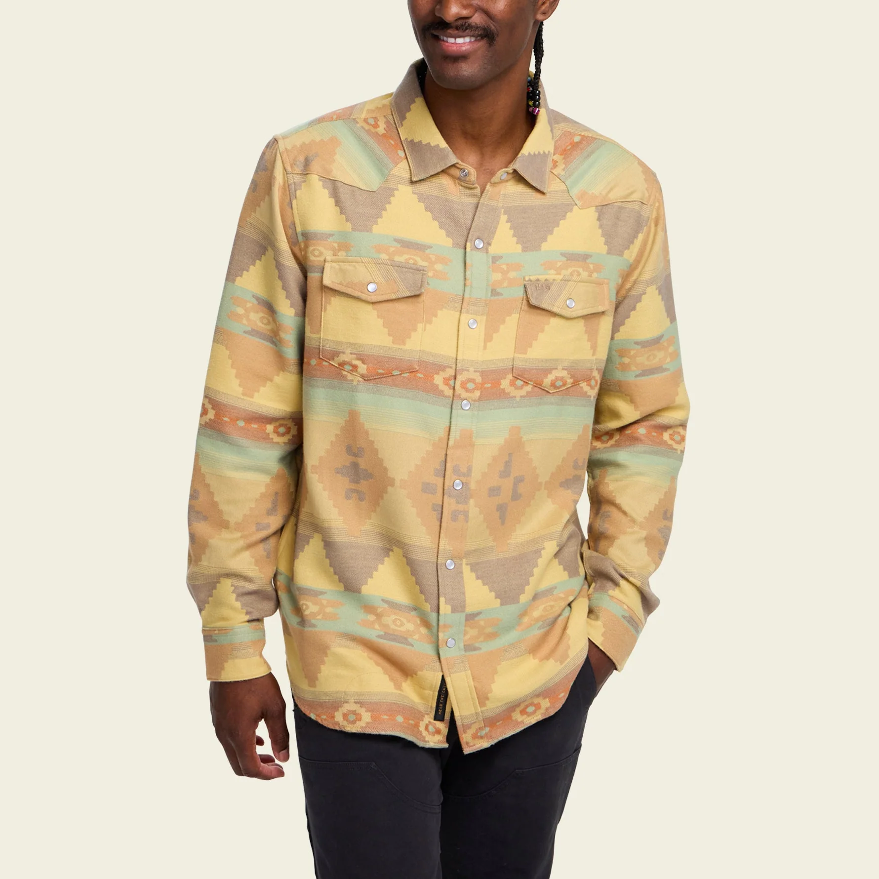Sheridan Flannel - Mitla Motifs : Old Gold - Image 4