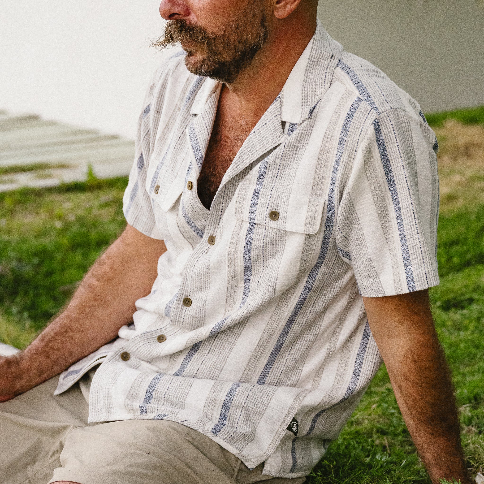 Shores Club Shirt - Old Bill Stripe : Limestone - Image 2