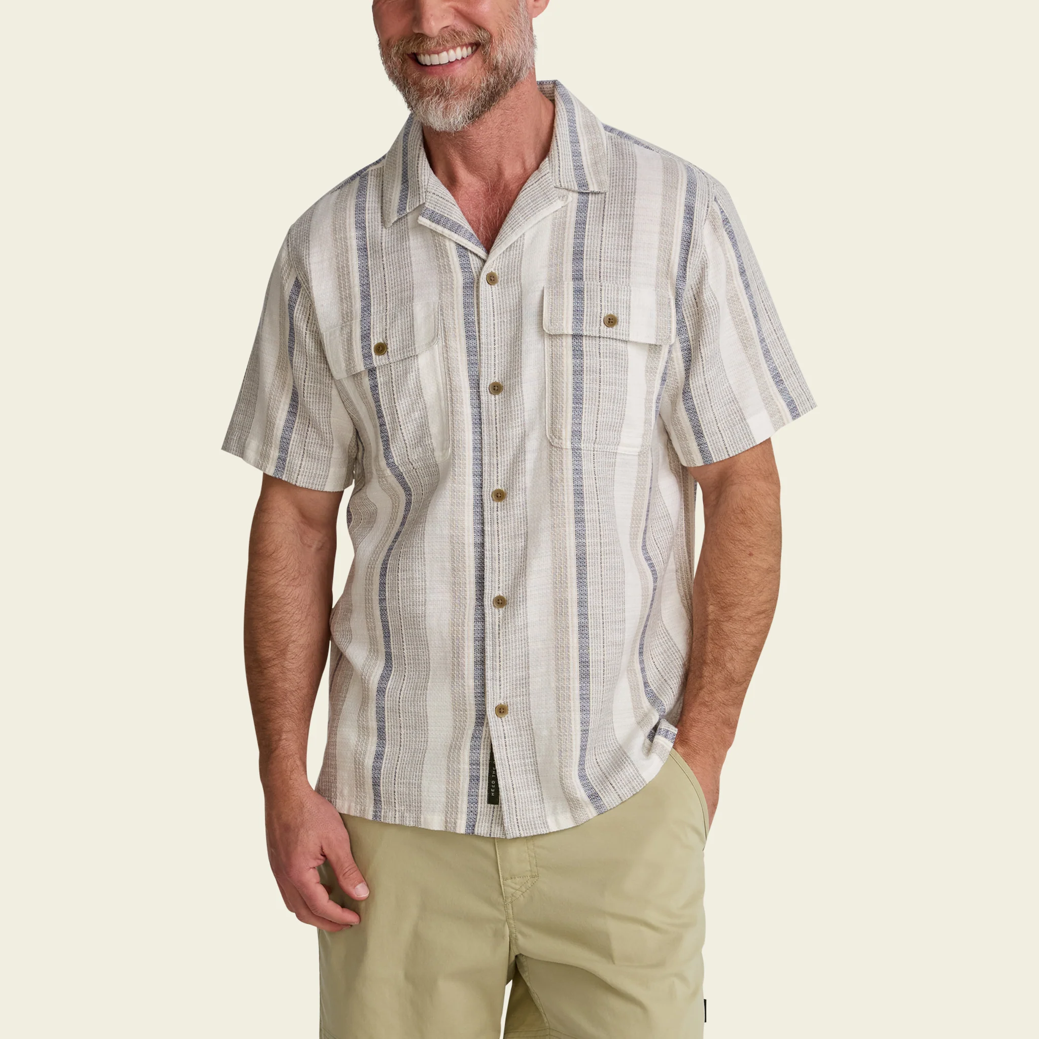 Shores Club Shirt - Old Bill Stripe : Limestone - Image 4