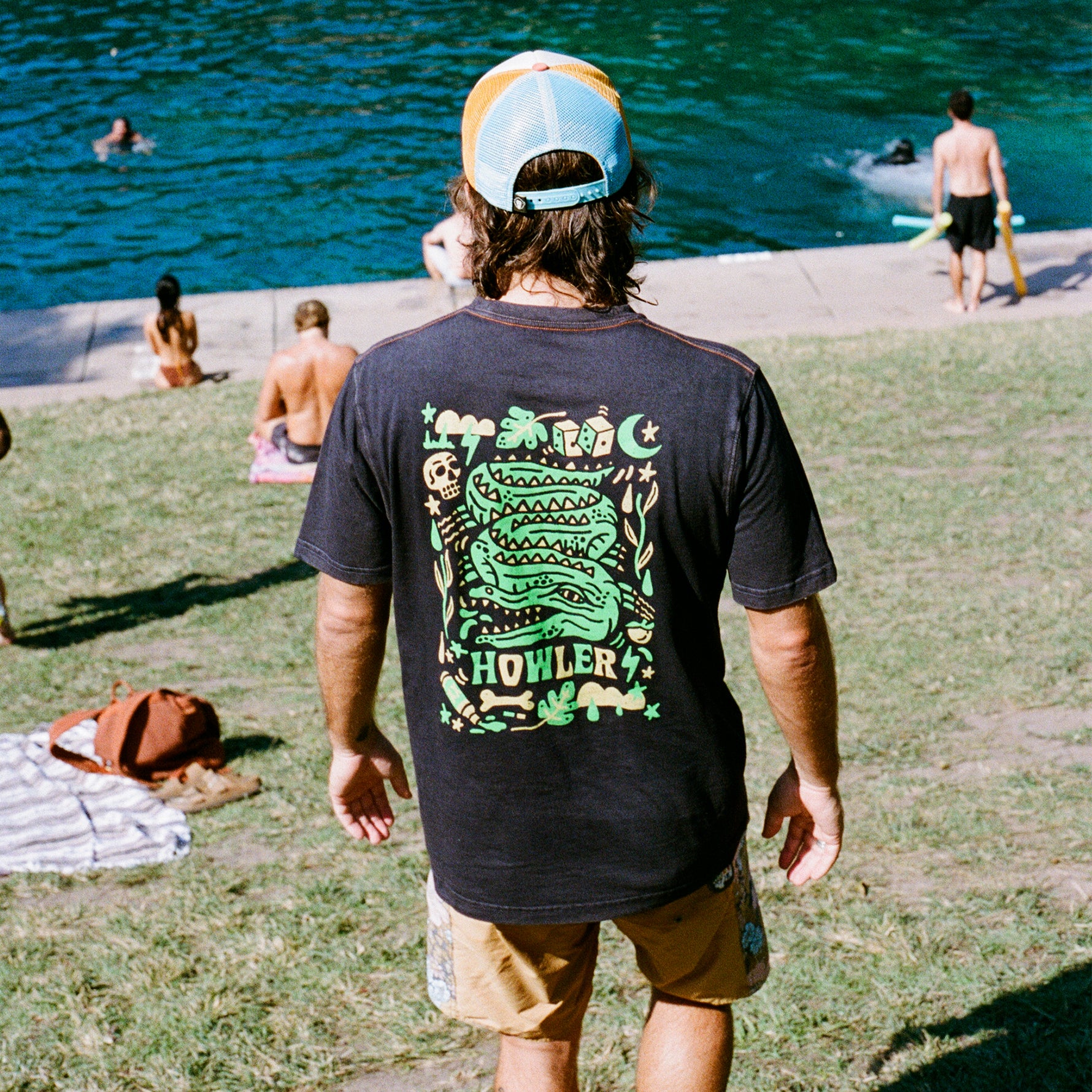 Slithering Gators Cotton Pocket T-Shirt - Black - Image 2