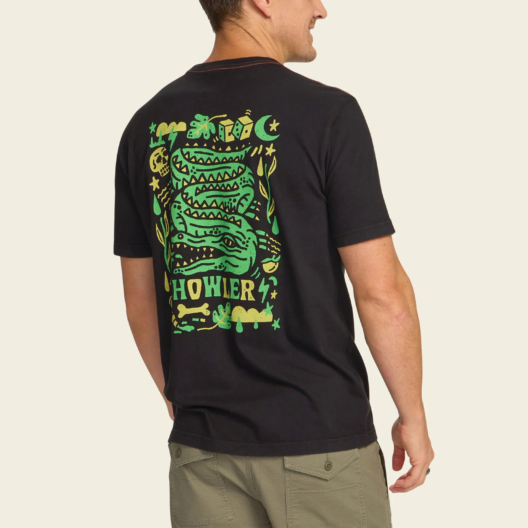 Slithering Gators Cotton Pocket T-Shirt - Black - Image 5