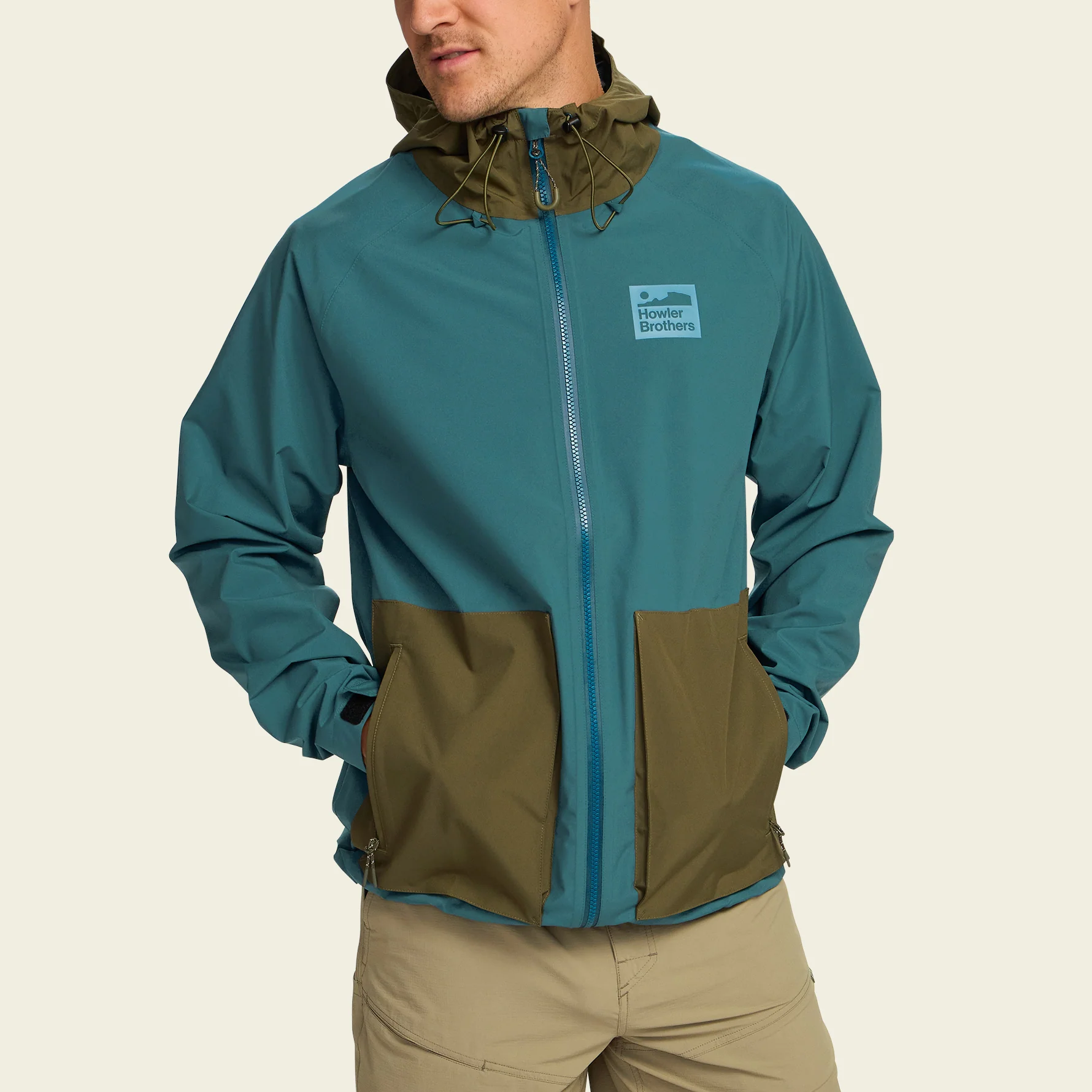 Storm Splitter Rain Shell - Dark Teal / Dark Olive - Image 4