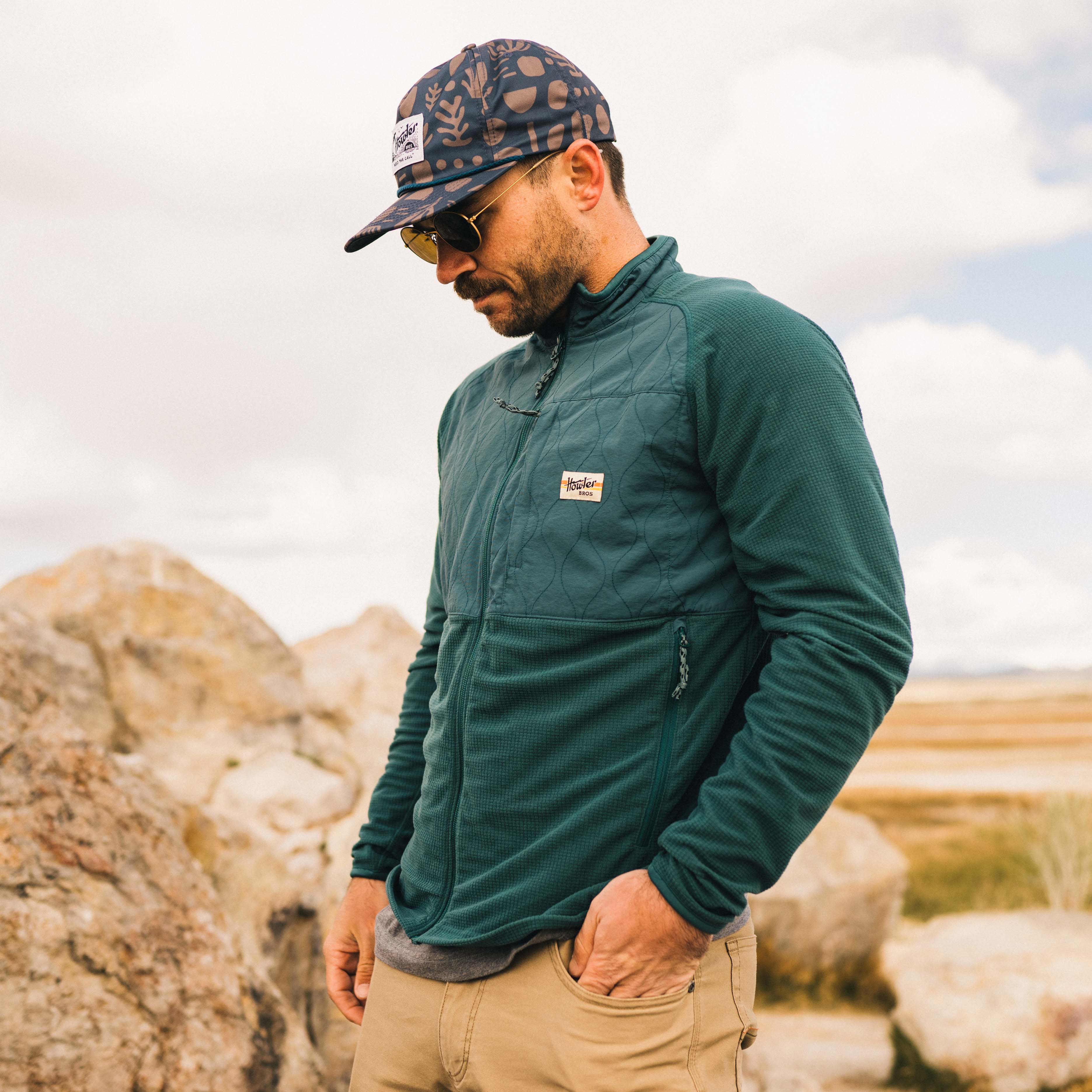 Talisman Grid Fleece Jacket - Dark Teal - Image 2