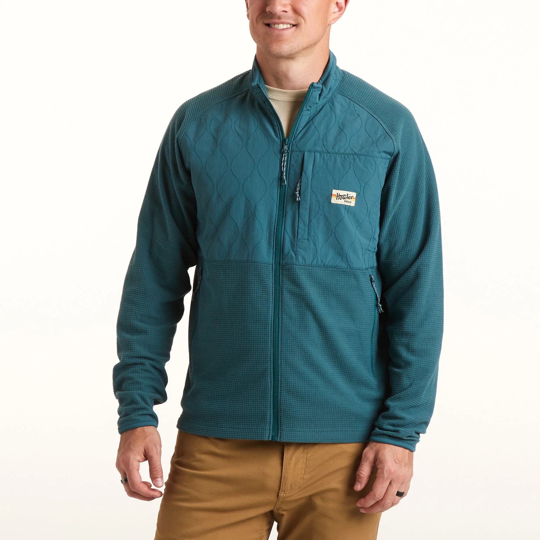 Talisman Grid Fleece Jacket - Dark Teal - Image 4