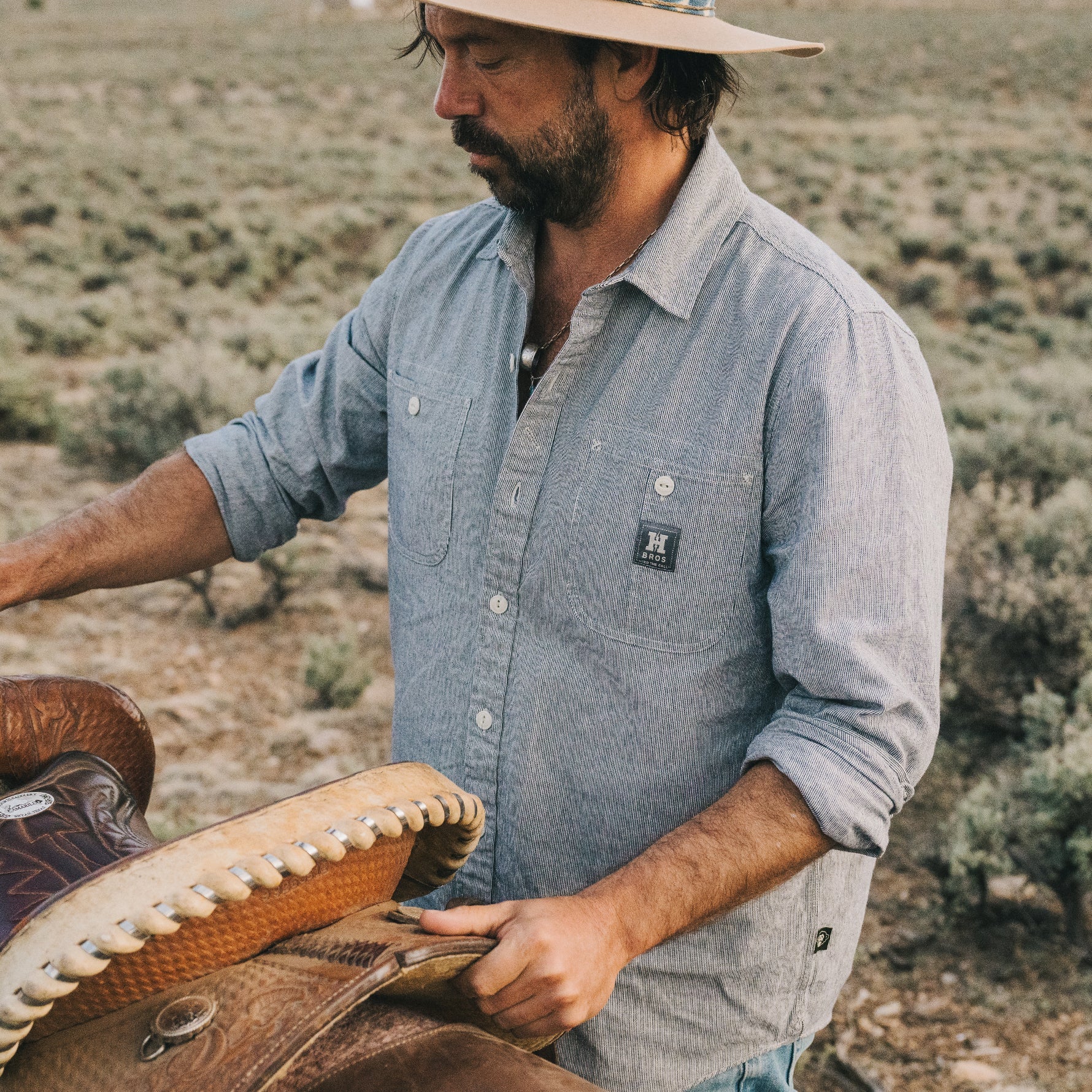 Tallier Work Shirt - Hickory Stripe Chambray - Image 2