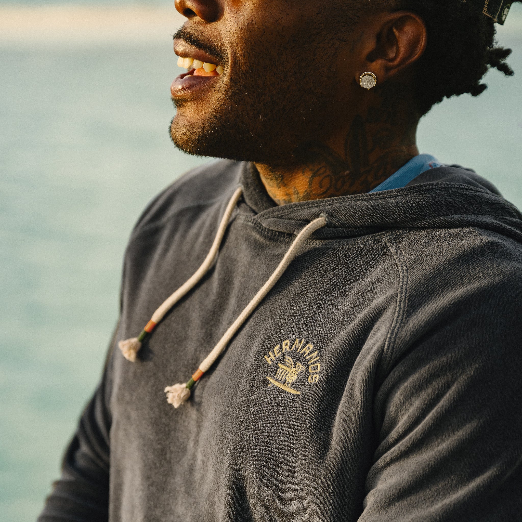 Terrycloth Hoodie - Surfbird : Antique Black - Image 2