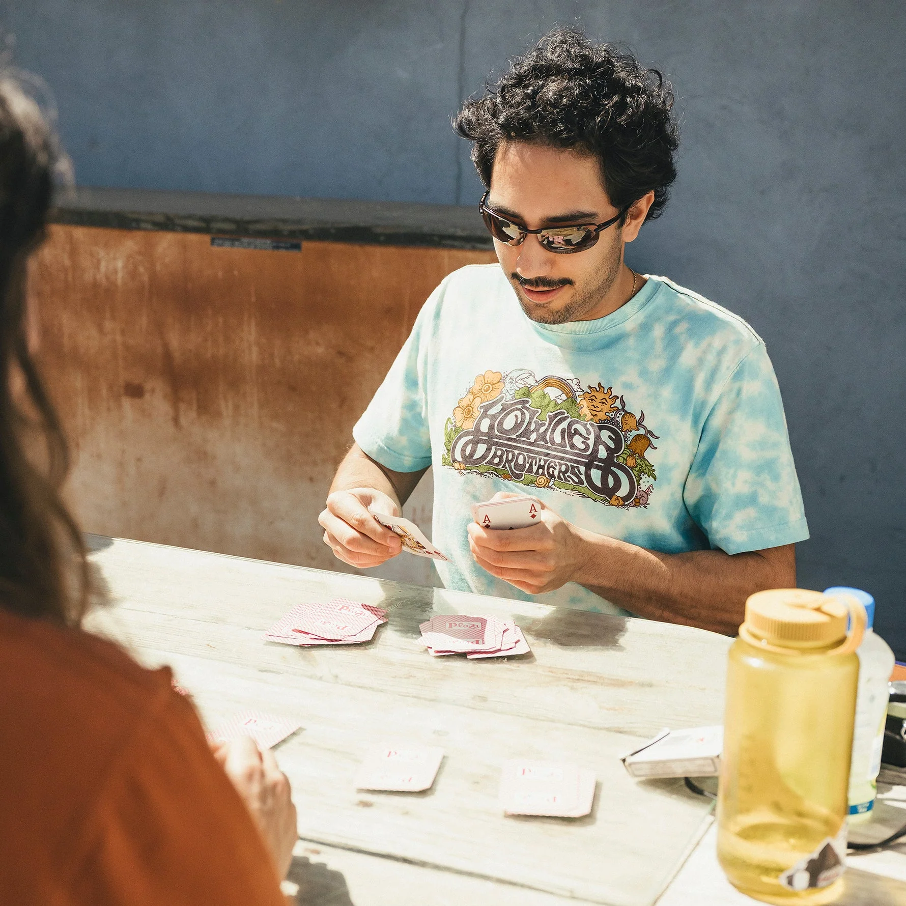 Verdant Valley Cotton T-Shirt - Sky Dye - Image 2