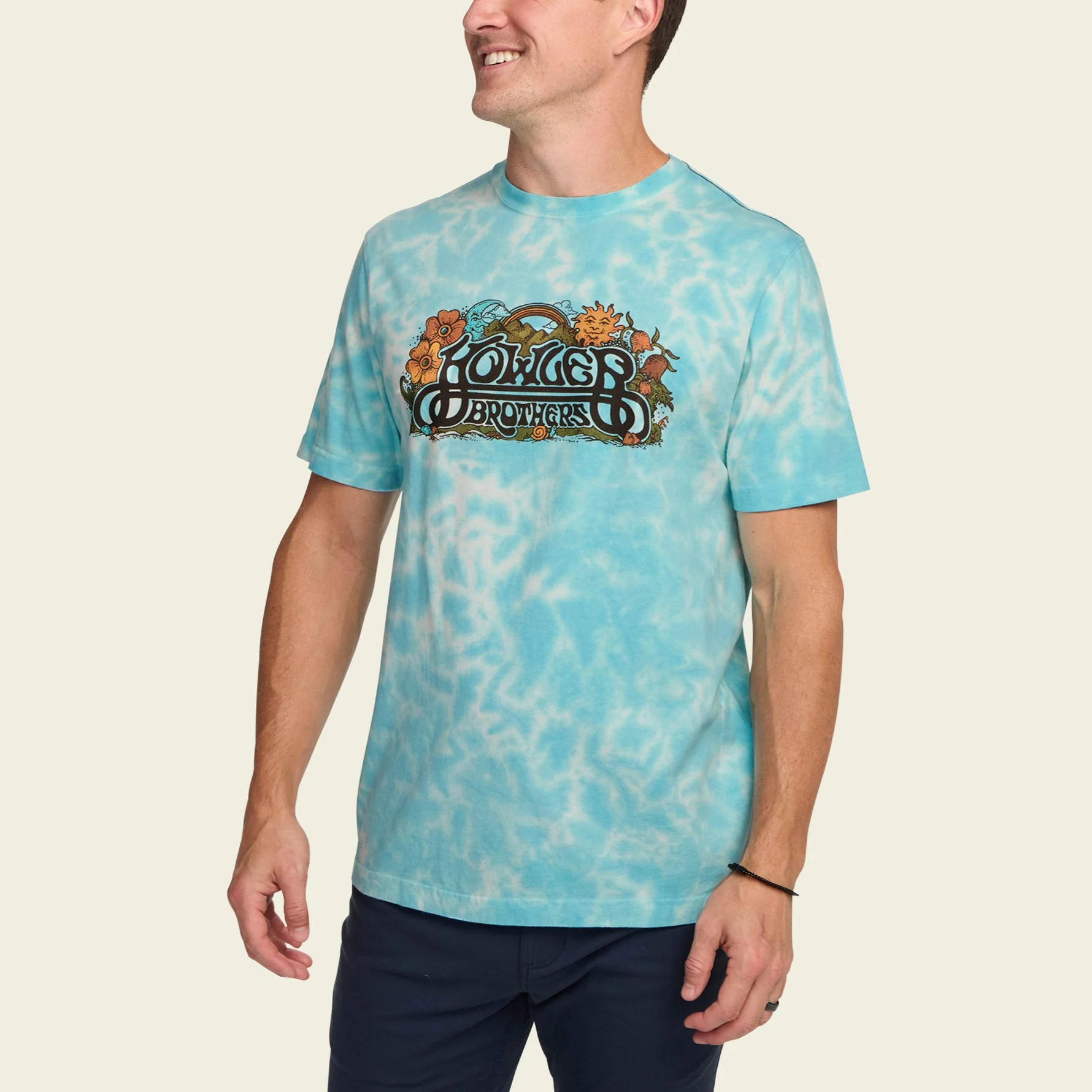 Verdant Valley Cotton T-Shirt - Sky Dye - Image 3