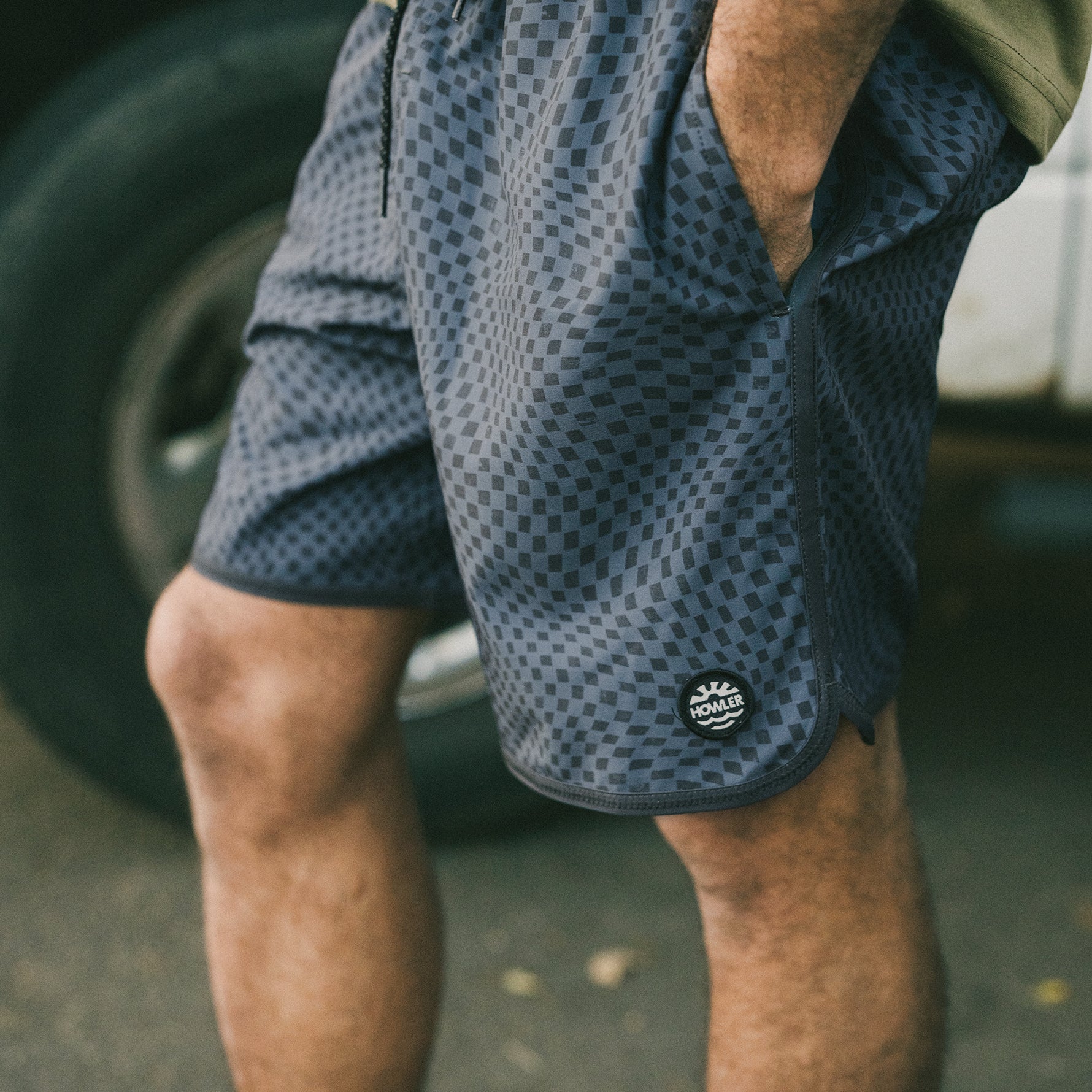 Warlock Tech Boardshorts 17" - Warped Checkers : Dark Slate - Image 2